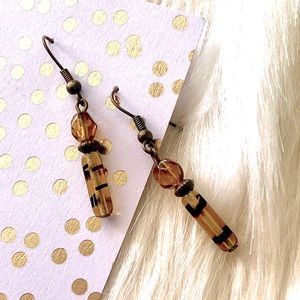 Tiger Stripe Glass Dangly Earrings!!!!